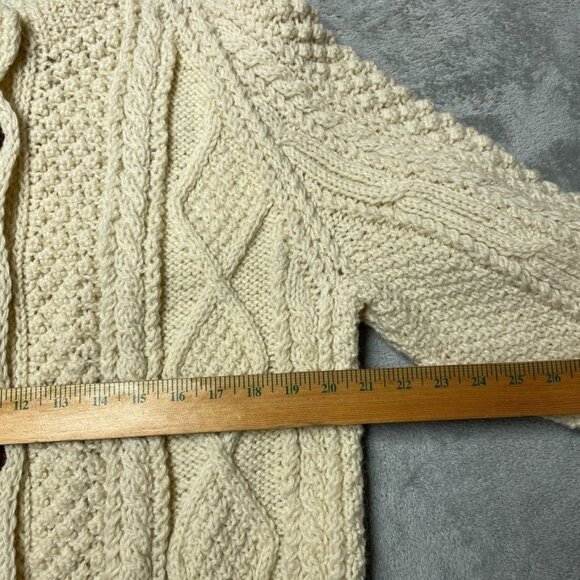 Irish Crana Handknits Pure Wool Womens L/XL Cardigan Sweater Cream Color c112 - Picture 4 of 7